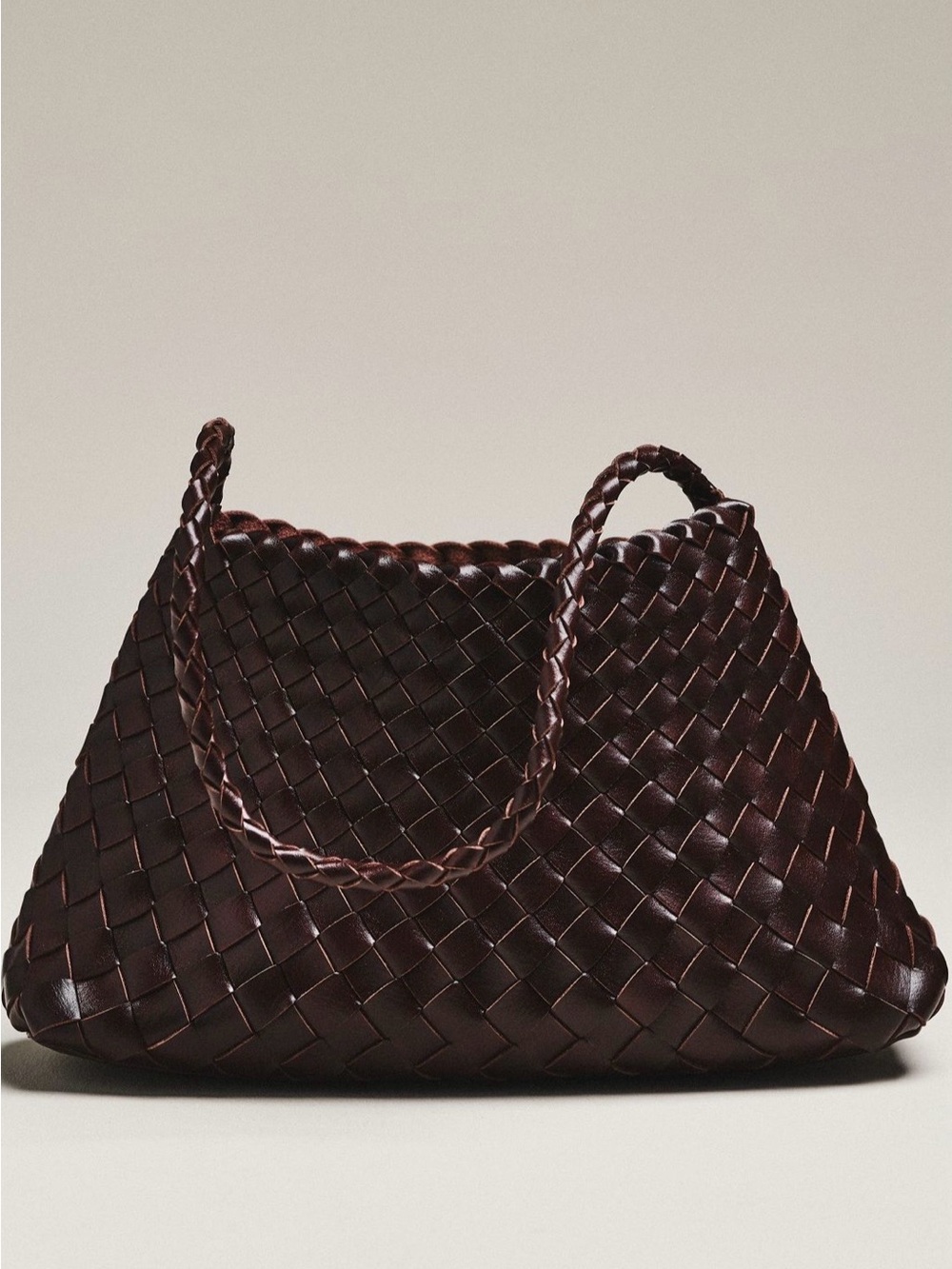 Anthropologie Calla Woven Leather Shoulder Bag - Chocolate